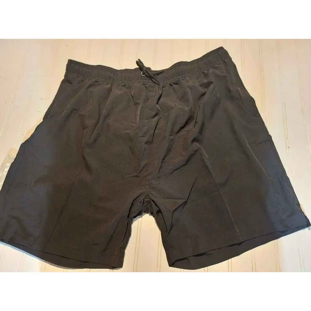 Men's Swim Trunks Size 42 Black Quick Dry Mesh Lined Beach Swim Shorts NWT